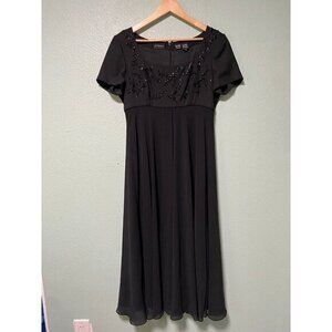 Vintage Liz Claiborne Night Women's Beaded Sequin Black Long‎ Dress Size 12